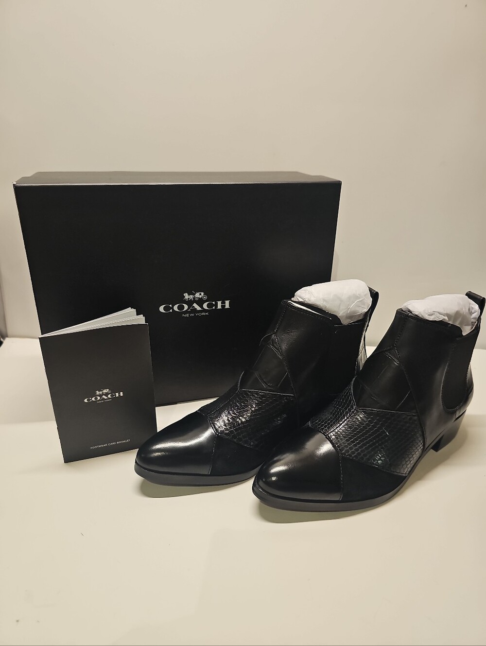 Coach Suffolk Patchwork Pointed Toe Leather Women's Ankle Boots Size 5 NEW!